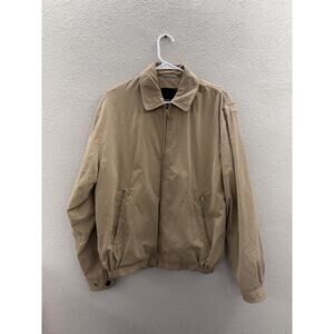 London Fog Mens Jacket Size Small Tan Microfiber Zip Up Collar Lined